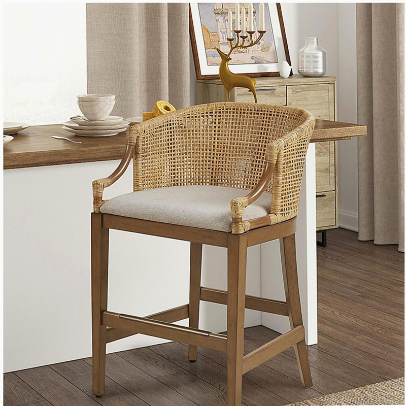 Tabouret de comptoir fabriqué à la main en rotin H 25 po