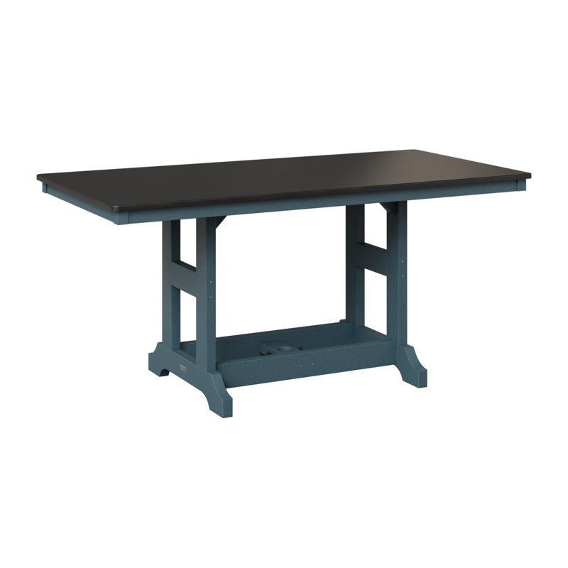 Table de bar rectangulaire Berlin Garden, H 39,5 po x l 66 po x P 33 po, Ardoise, Noir martelé