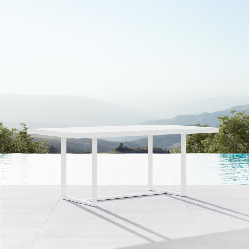 Pavia Power Coated Aluminum Dining Table, 39.37" W x 70.87" L x 29.13" H, Matte White