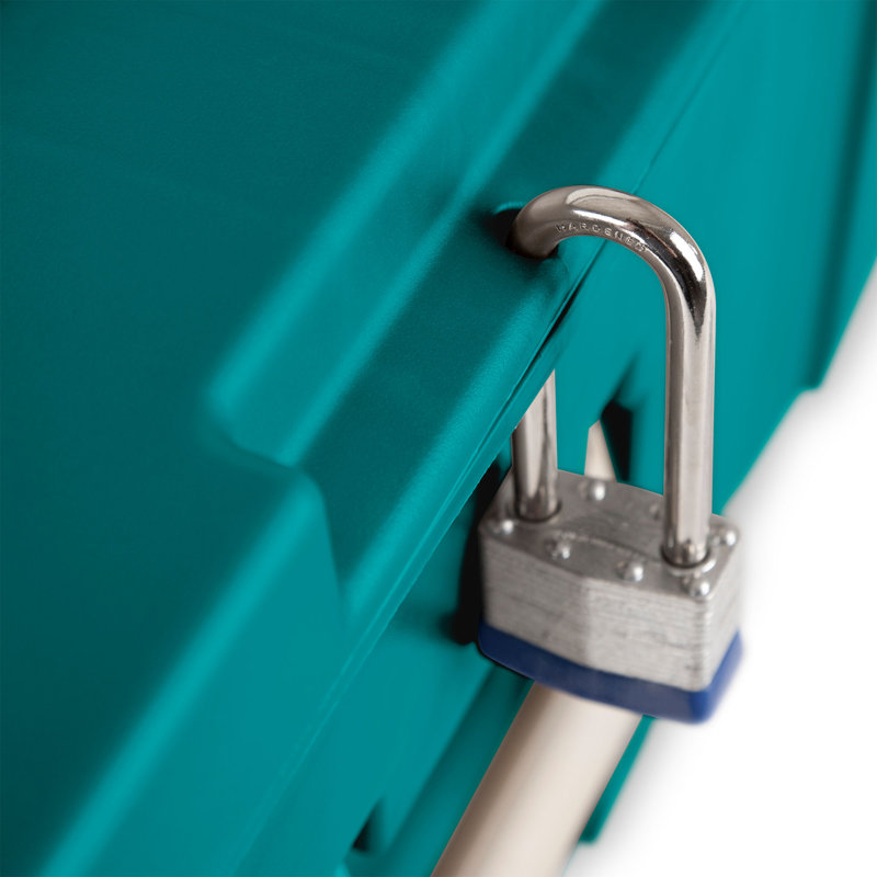 Teal Plastic Wheeled Footlocker Storage Container, 2 Pack, 16 Gallon