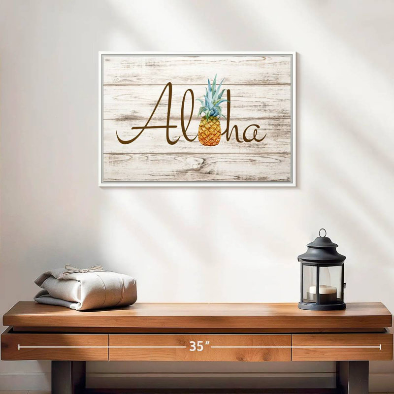 Aloha ananas, 19 po x 13 po, Cadre flottant blanc