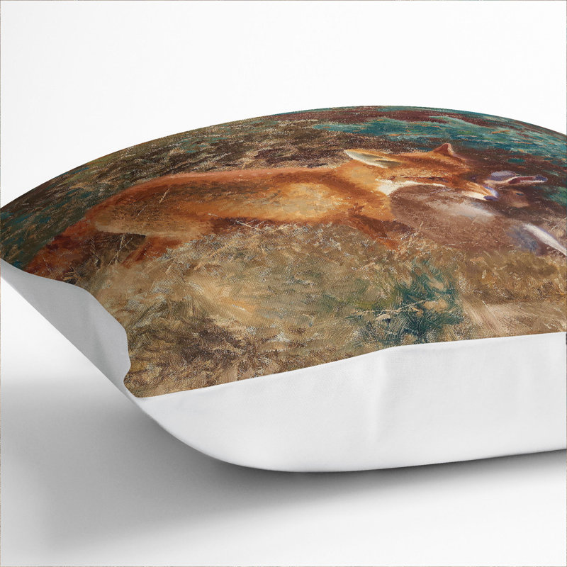 Fox with Brown Hare Scatter Cushion, White, 55cm H x 55cm W x 20cm D
