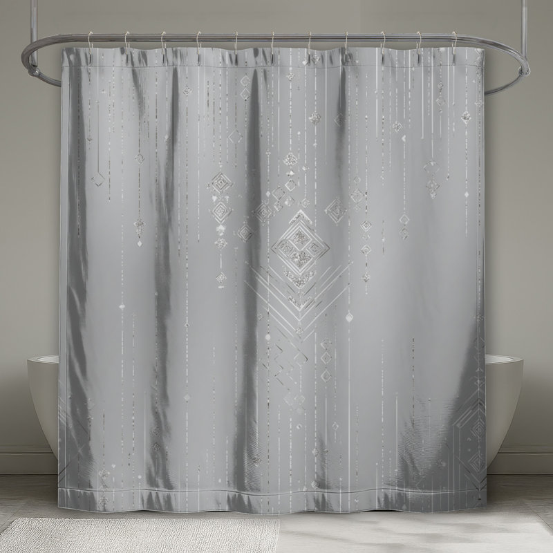 Rideau de douche à formes géométriques - Décoration de salle de bain abstraite Art déco, 70in W x 84in H