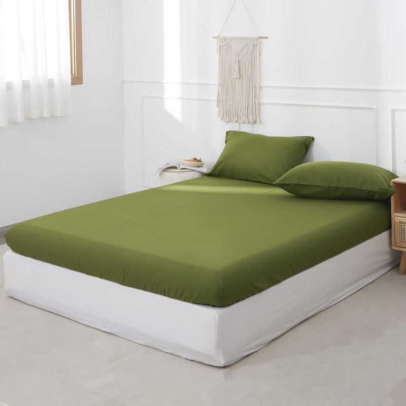 Linen Cotton Fitted Sheet,  Forest Green, Queen Fitted Sheet
