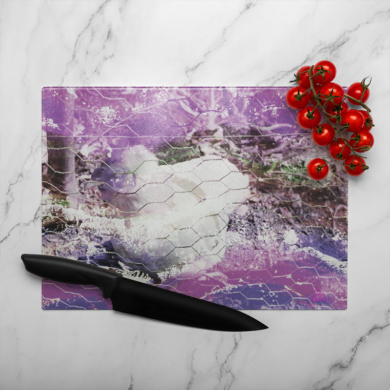 Chicken Glass Chopping Board, 28cm L x 20cm W