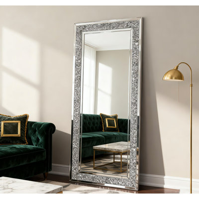 Large Silver Crushed Crystal Full Length Mirror