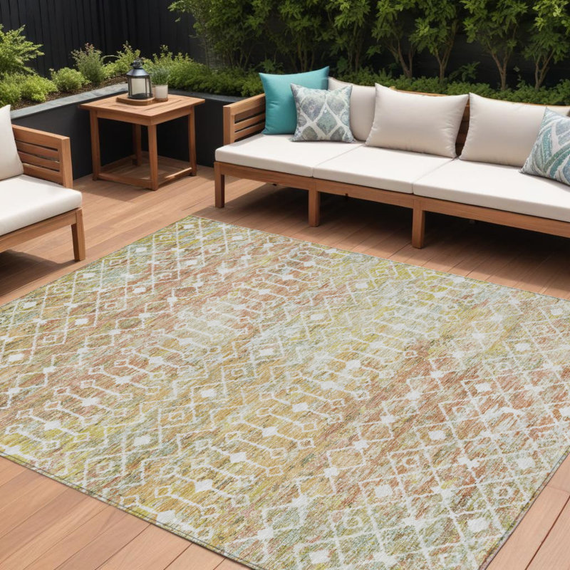 Tapis intérieur lavable 10 pi x 14 pi argyle pêche