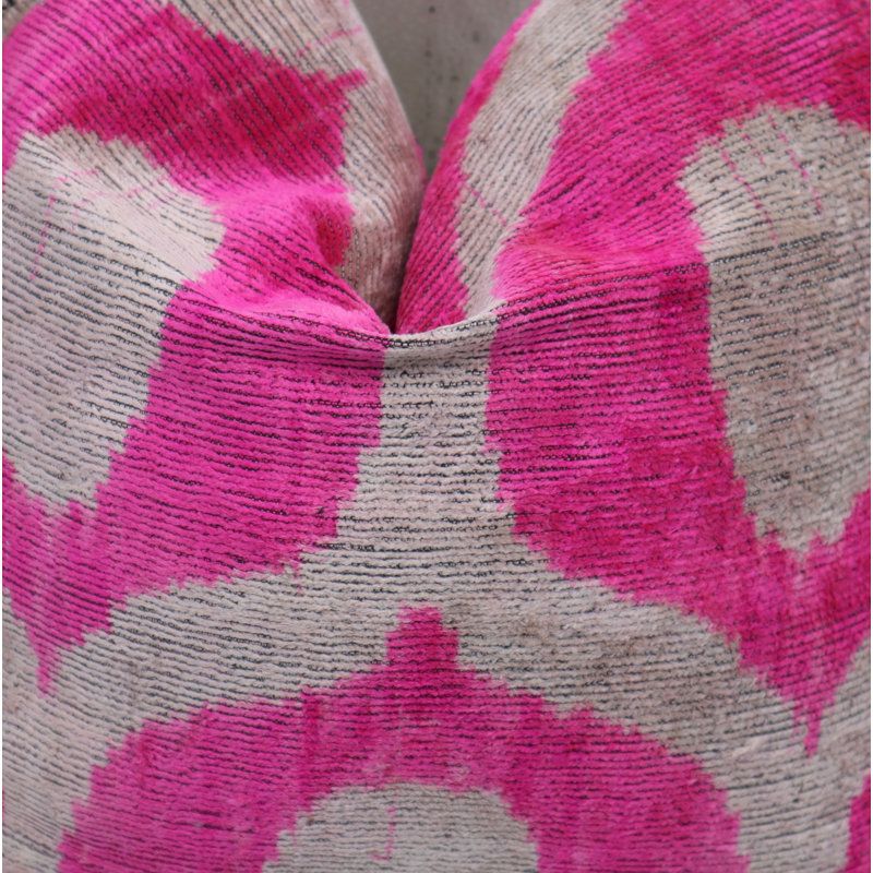 Housse et insert de coussin carré en soie / velours, Rose