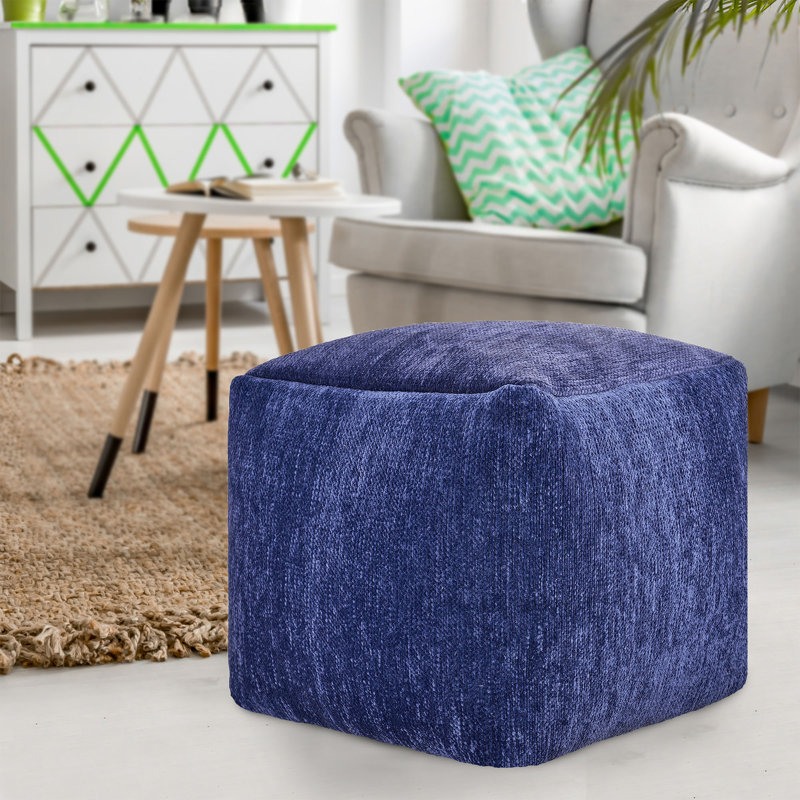 Repose-pieds Ines, Chenille bleue marine