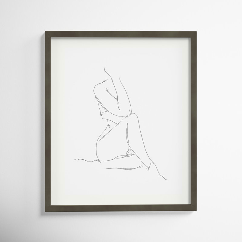 Nude Contour Sketch I by Ethan Harper, Gray Framed Paper, 25" H x 21" W