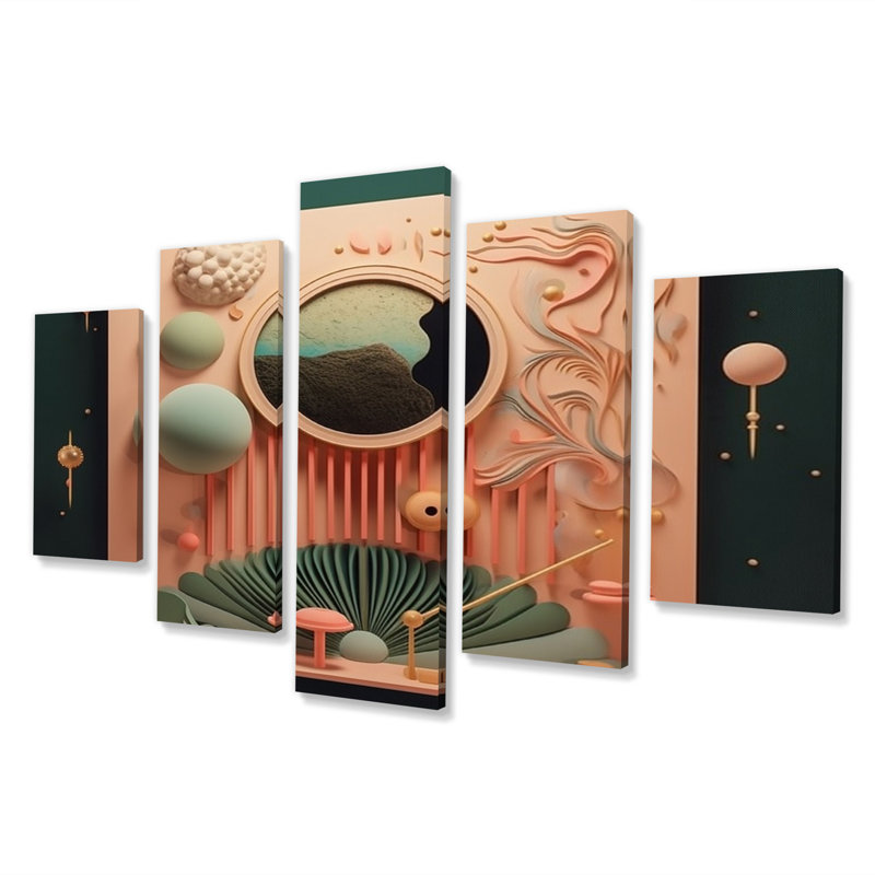 Futur géométrie éveil de la conscience I - Art mural moderne sur toile géométrique - 5 panneaux