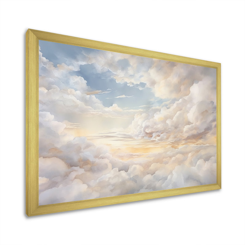 " Clouds Charm In Winter ", 16" H x 32" W x 1" D, Gold Single Picture Framed