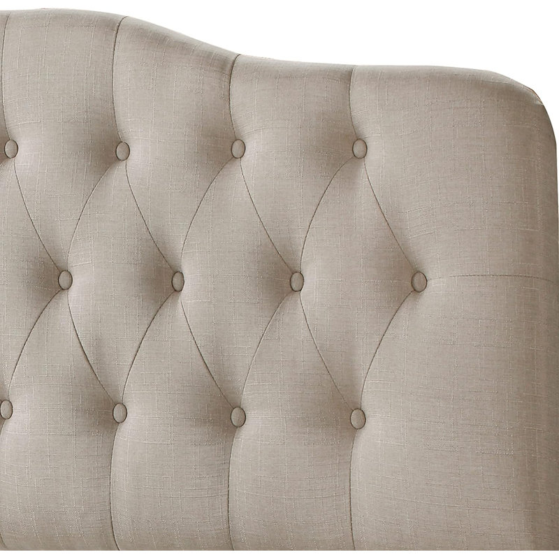 Linen Upholstered Headboard-Modern-Adjustable Height-Button Tufting, Twin, Beige