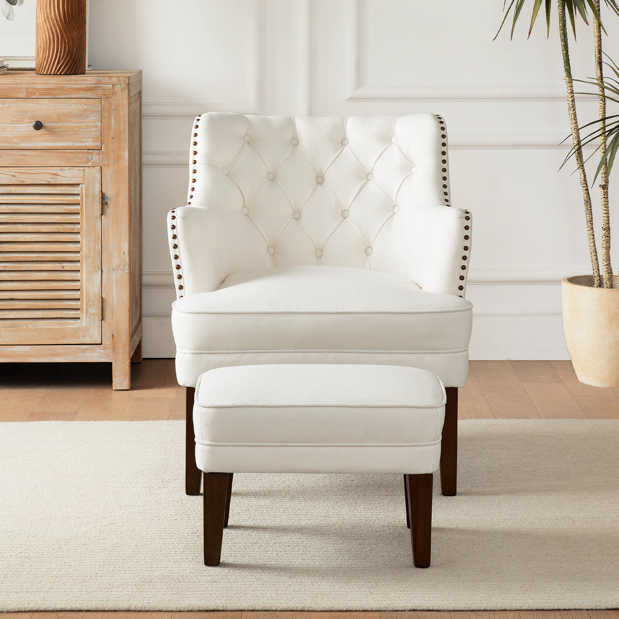 Winston Porter Fareem 28.4'' Wide Tufted Armchair and Ottoman & Reviews