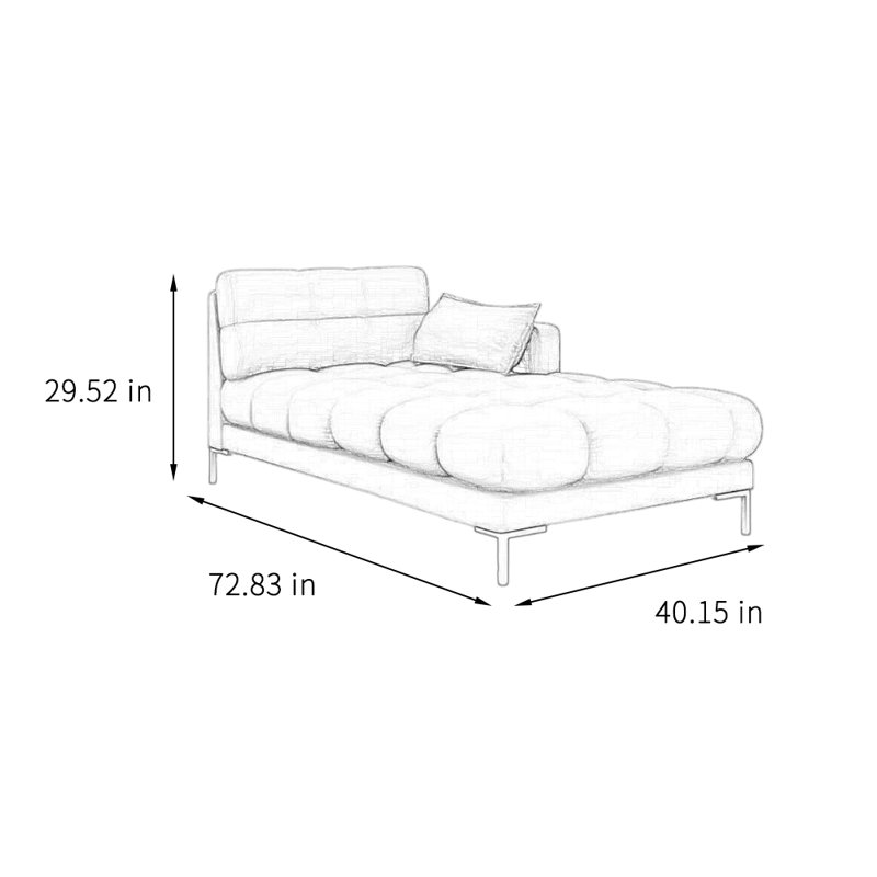 Chaise longue simple en flanelle de style moderne, Orienté à gauche (vu de face), Blanc
