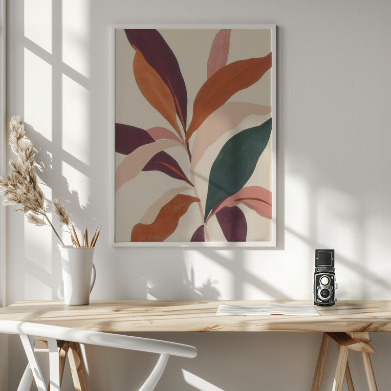 «Abstract Plants», art mural texturé encadré, Blanc, H 14 po x l 10 po