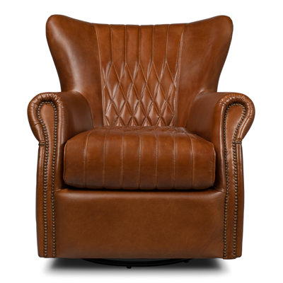 Fauteuil club pivotant en cuir l 32 po Bugatti