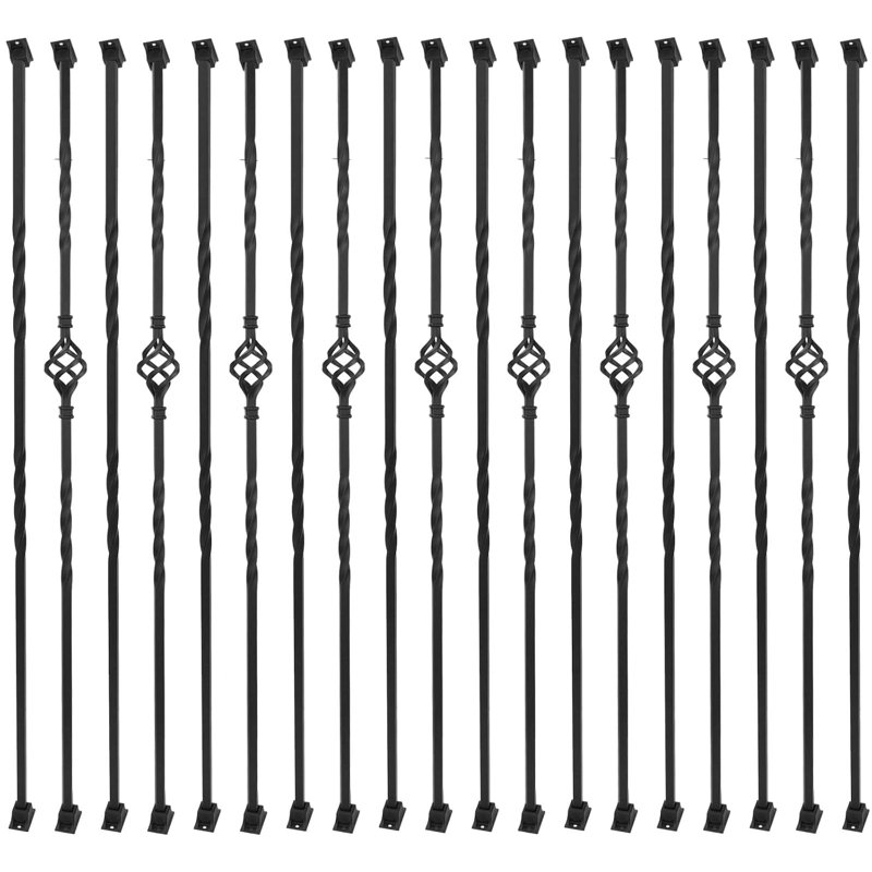 30‑Pack Hollow Wrought Iron Balusters, Metal Stair Spindles for Interior Banister Railing DIY Stair Remodel