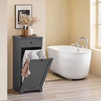 Caela Wood Cabinet Laundry Hamper with Handles