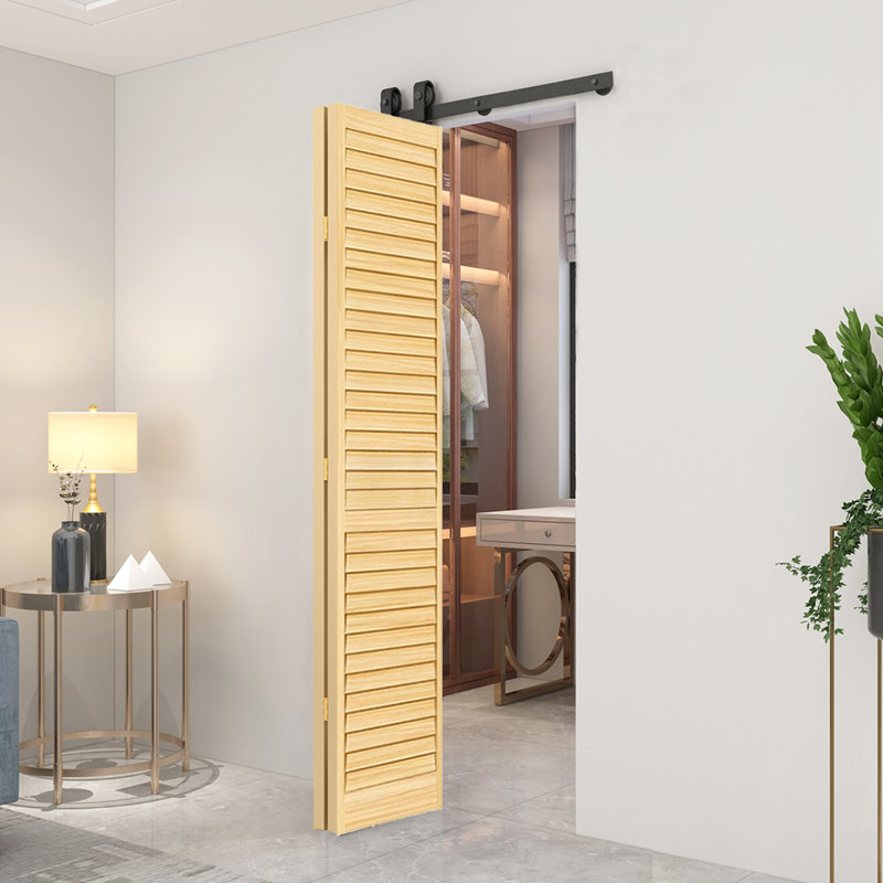 Porte pliante en bois massif 80 po, 36 po x 80 po, Brun clair