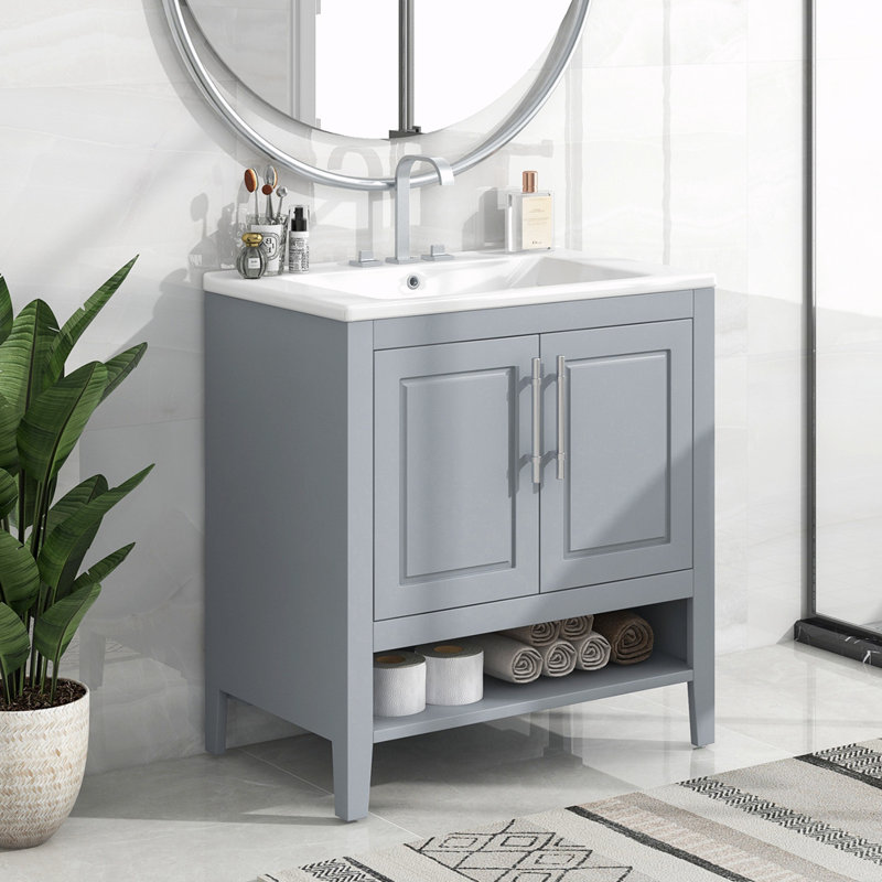 Meuble-lavabo 30 po avec lavabo, Gris