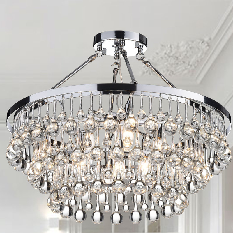 Plafonnier semi-encastré 9 lumières 23,6 po Mraz, Chrome