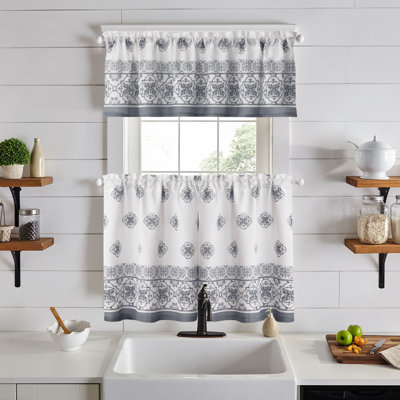 Guven 3-Piece Kitchen Curtain Tier Set & Valance