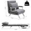 Fauteuil-lit gris convertible à 5 positions avec coussin et structure en acier pour lit pliant de bureau à domicile, personne seule réglable