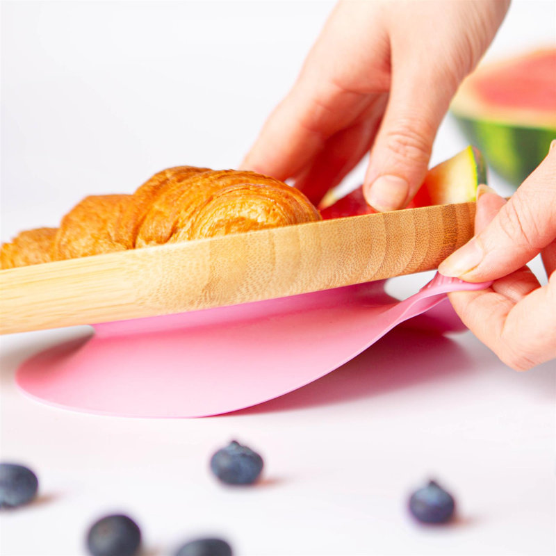 Tiny Dining - Divided Bamboo Suction Plate, Pink