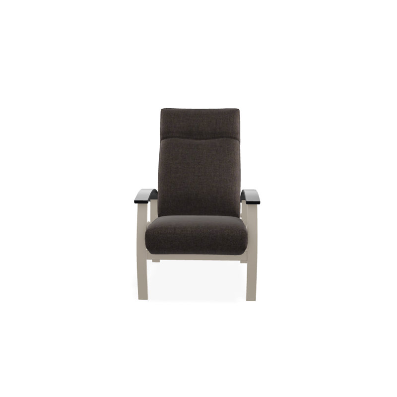 Chaise de patio inclinable avec coussins Askar, Toile Sunbrella® tangerine, Blanc brillant, Noir P70