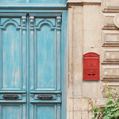 Boîte aux lettres murale, boîte aux lettres de grande capacité pour l'extérieur, boîte aux lettres sécurisée en aluminium et en acier galvanisé à suspendre antirouille, boîte de dépôt de clés de sécurité, rouge 18 po x 11,8 po x 4,9 po