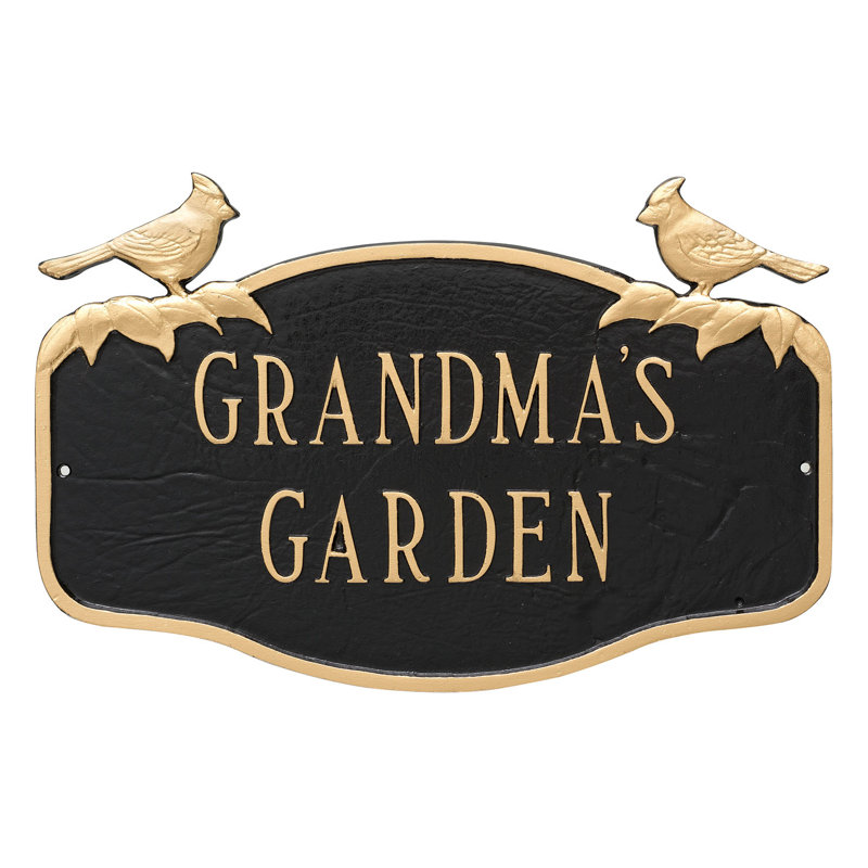 Cardinal 2-Line Wall Address Plaque, Black / Gold