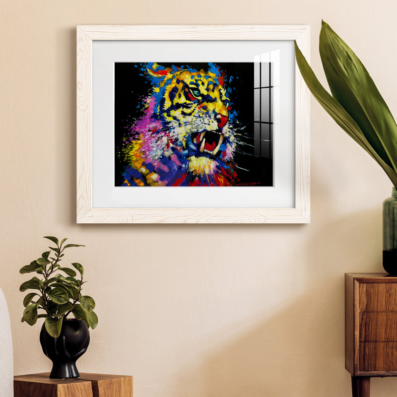 " Tiger " Painting Print, White Framed, 24" H x 18" W x 1.5" D