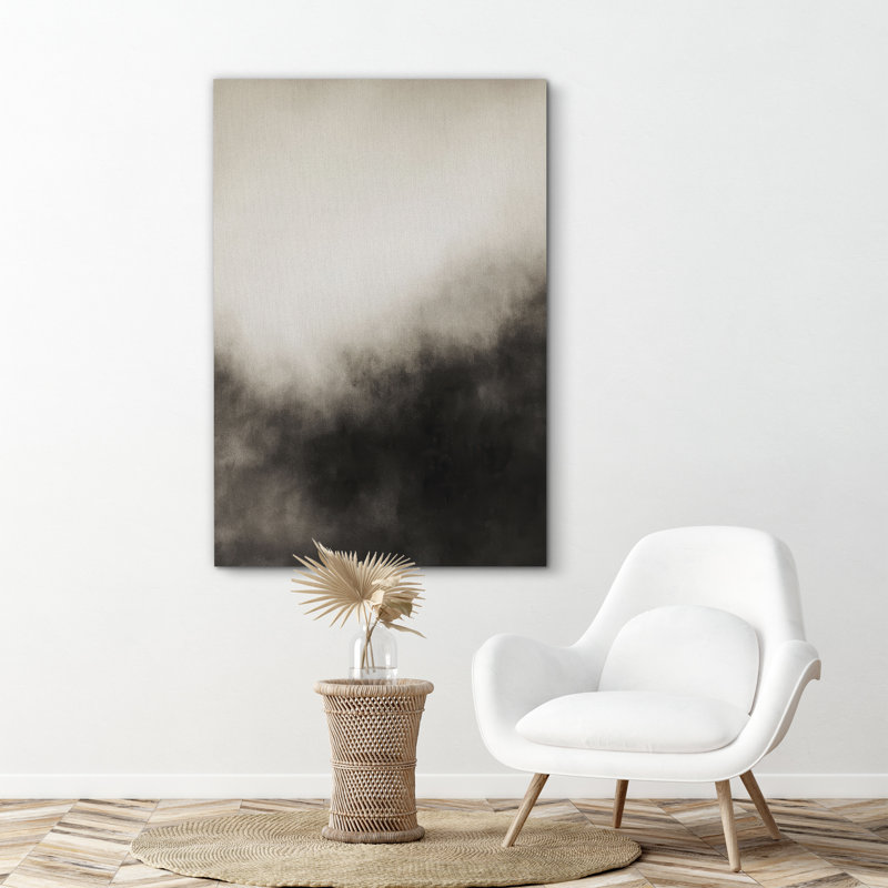 «Black and White Abstract Gradient Landscape Art», reproduction d'art sur toile encadrée, H 18 po x l 12 po x P 1,5 po