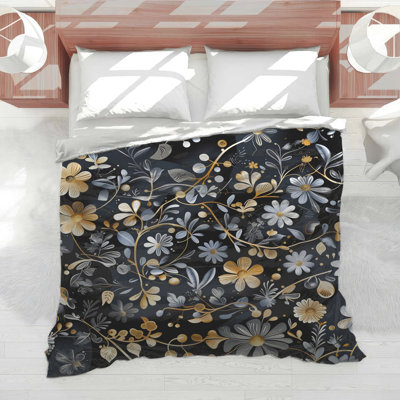Gold Silver Floral Pattern Comforter