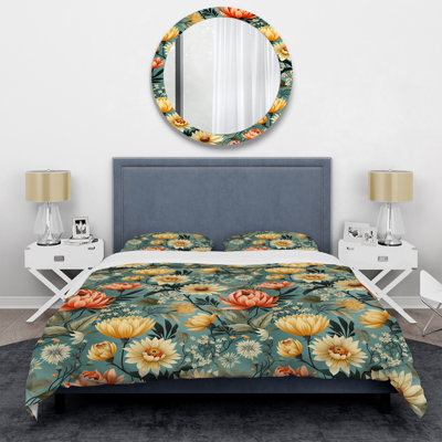 Ensemble de housse de couette éclectique jaune et vert, jaune et vert, en microfibre de polyester