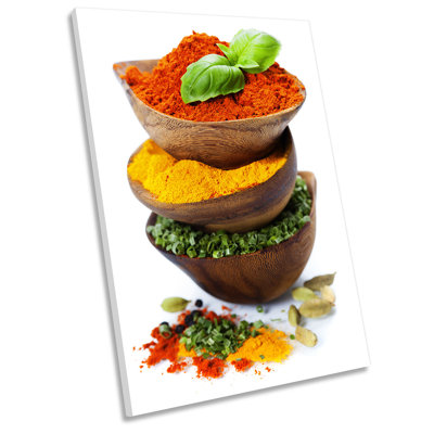 Spices Herbs Bowls Kitchen - Wrapped Canvas Print