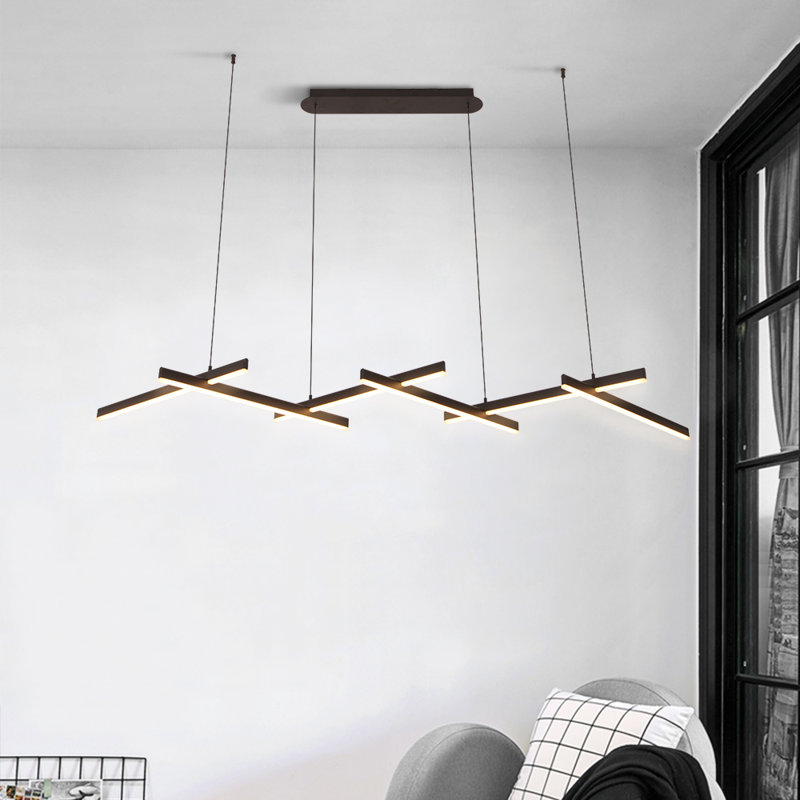Luminaire suspendu linéaire pour îlot de cuisine 4 lumières Konen