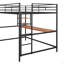 Lit mezzanine double en métal avec bureau et tablette