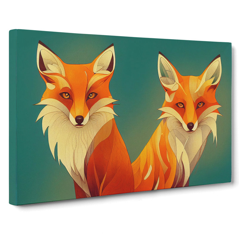 Delightful Foxes - Wrapped Canvas, 35cm H x 50cm W x 3cm D