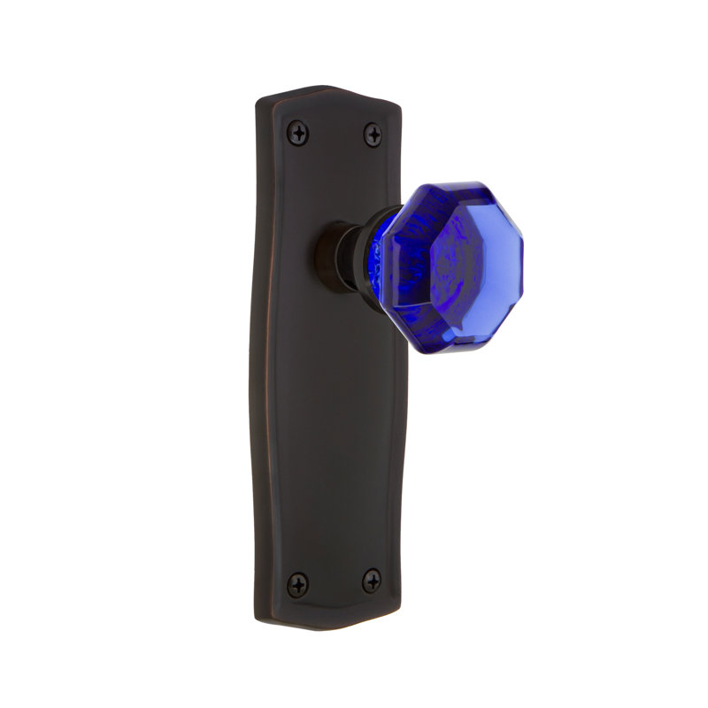 Plaque Prairie avec bouton de porte Waldorf Cobalt, Bronze intemporel