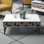 Modern Coffee Table, White Geometric Design, 35.4 x 13.6 x 23.6 inches | 100% Melamine Coated Particle Board, Thickness: 0.7 inches | Stylish & Functional for Living Room, Perfect for Novelty Decor