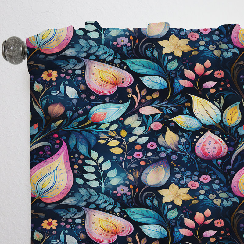 Watercolor Dreams Paisley Motif I - Rideau floral - Rideau floral obscurcissant - 1 panneau, L 52 po x L 95 po