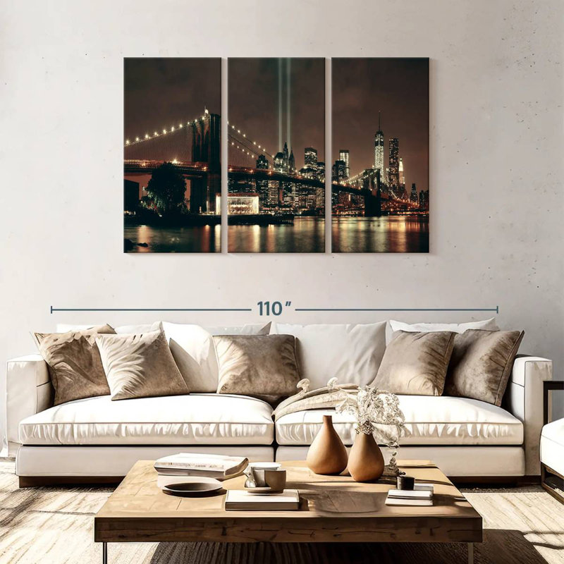 Lueur de nuit du pont Sireci Brooklyn, H 48 po x l 74 po