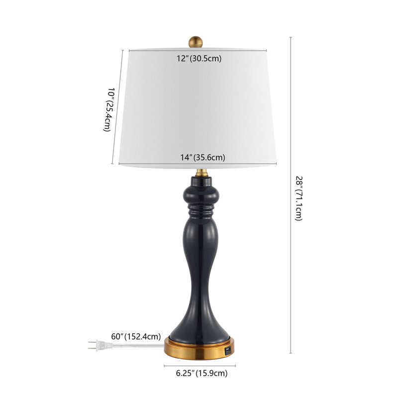 Lampe de table Barnette 28 po bleu marine / or avec USB Barnette