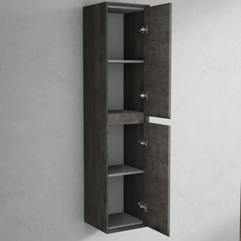 Armoire à linge 14 po Banfield, Chêne fumé