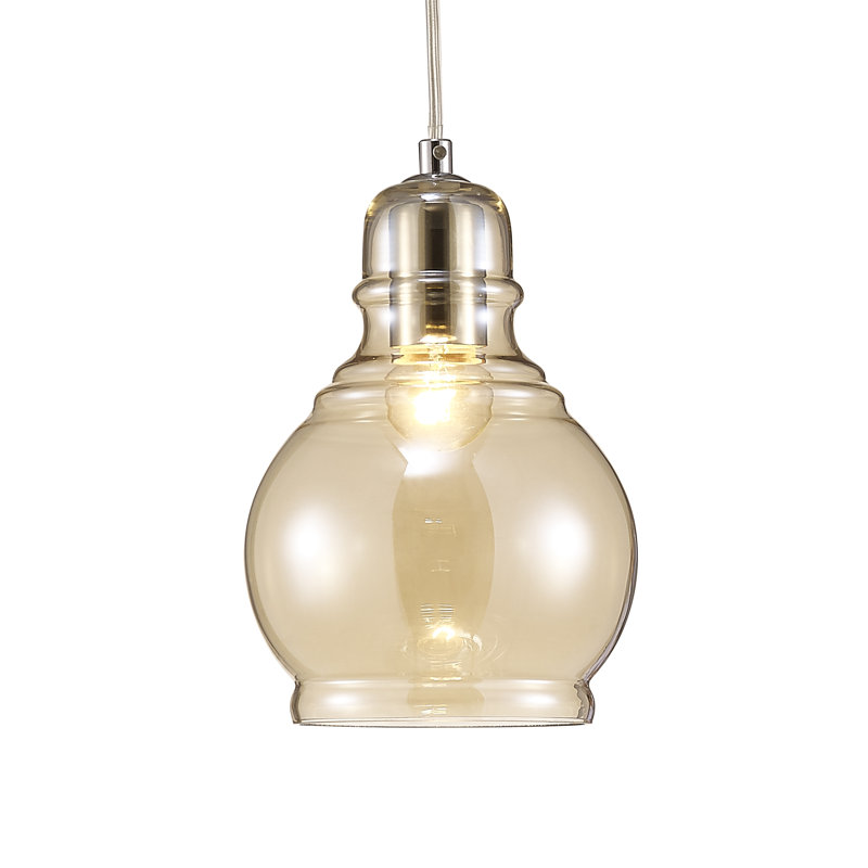 Jana 1 - Light Single Pendant, 128cm H x 16cm W x 16cm D, Polished Chrome/White, Cognac