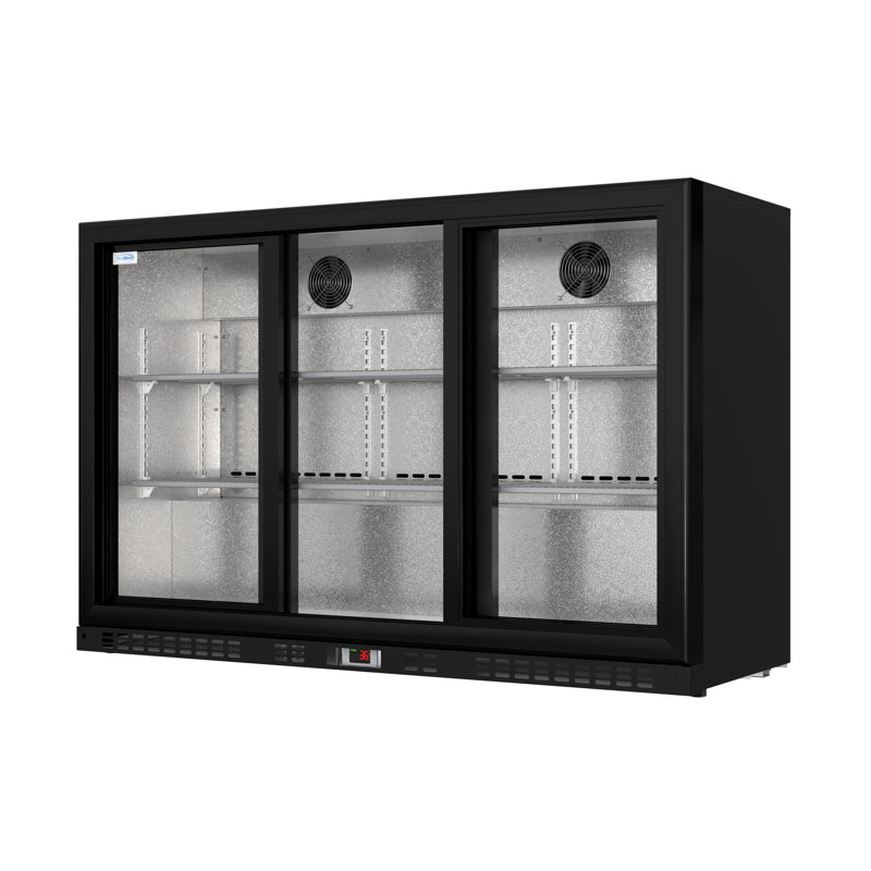 Réfrigérateur de bar 53 pouces avec porte coulissante commerciale 11 pi3 et 3 portes en verre (noir)