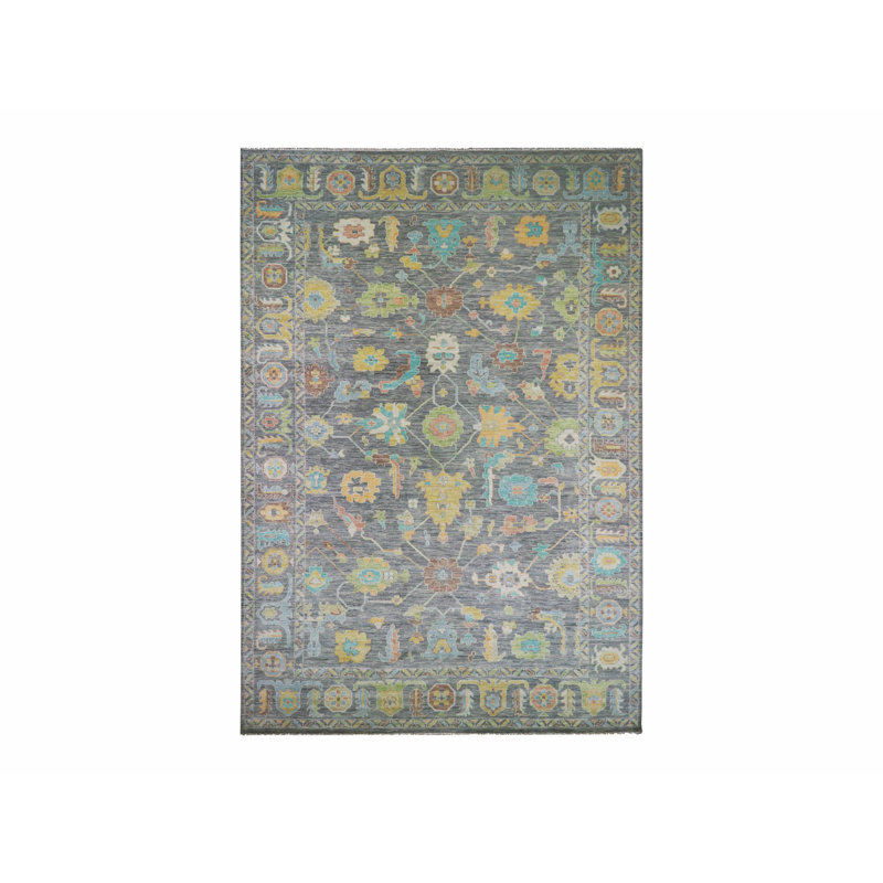 Tapis 100% laine noué à la main 12 pi 2 po x 18 pi gris tissé à la main Oushak 72819501CD3043FF9BCDAE70FA7B8ECB