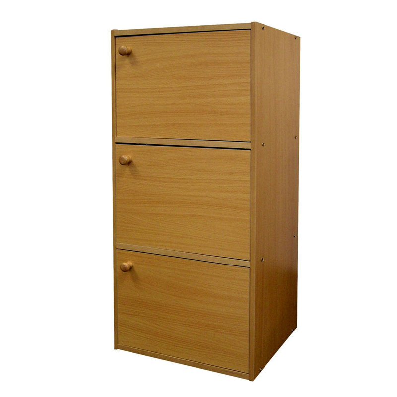Wood Standard Bookcase, (3 Shelves) 35.5" H x 16.5" W x 12" D, Dark Brown
